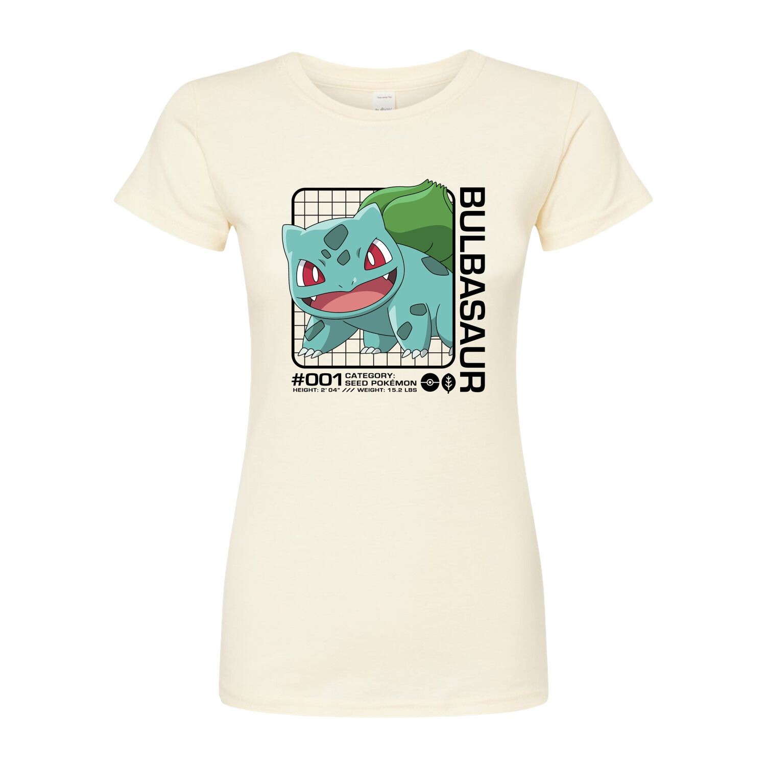 

Облегающая футболка с изображением Pokémon Bulbasaur Stats для юниоров Licensed Character