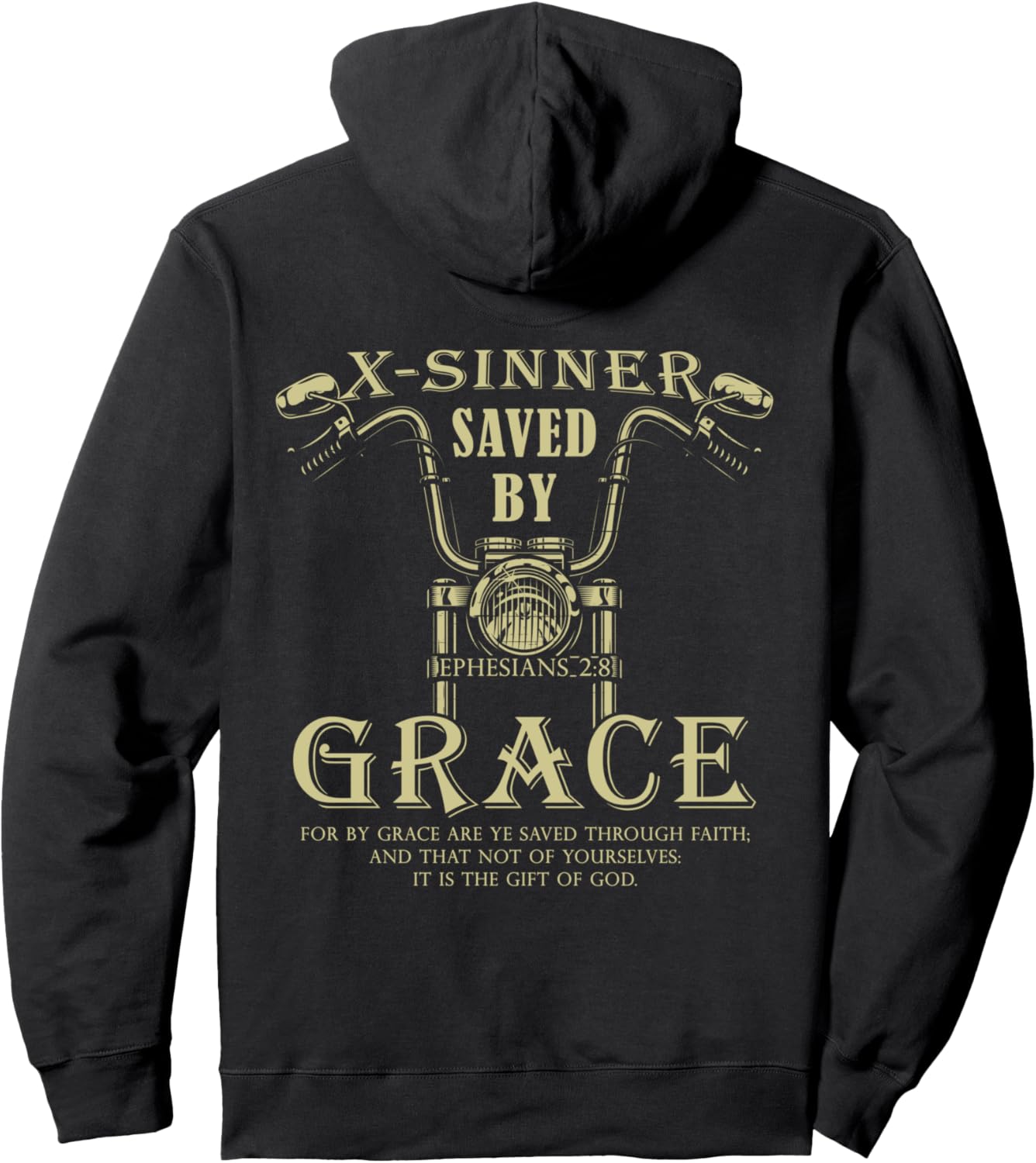 

Худи с надписью «X-Sinner Saved by Grace Verse: Christian Faith Motorcycle Hoodie», черное Motorcycle Gospel & Christian Faith Riders