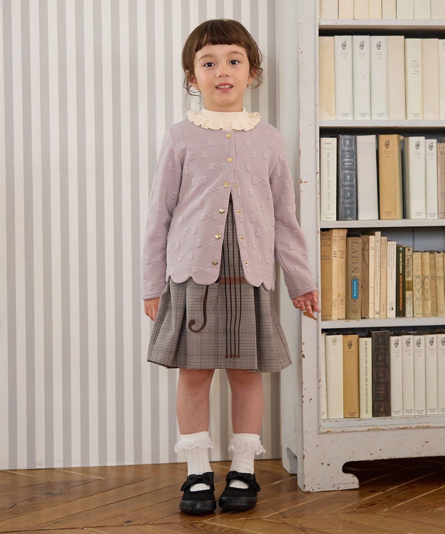 Кардиган с жаккардовой отделкой и лентами ANY KIDS, Beige [033] — фото 2