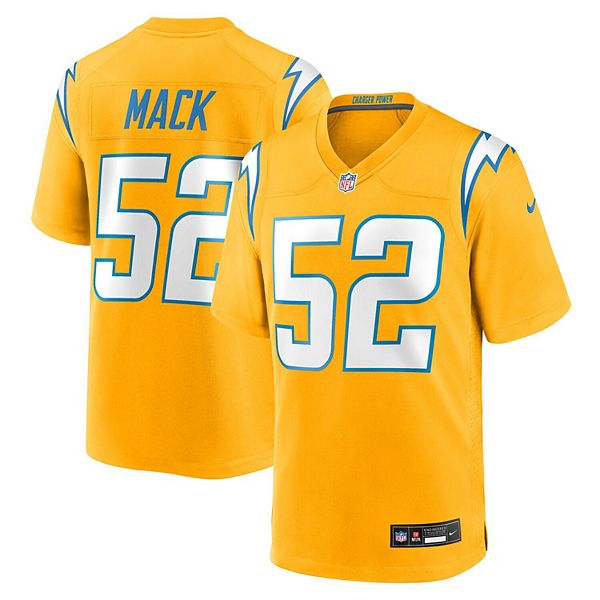 Мужская футболка Khalil Mack Gold Los Angeles Chargers Alternate Charger Power Game Player Nike — фото 2