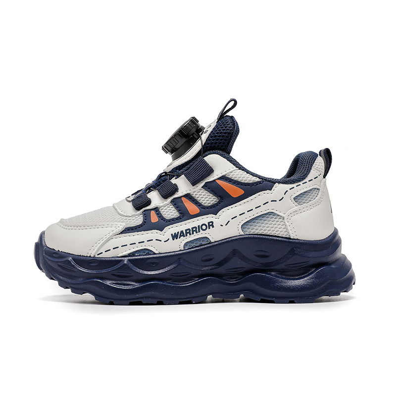 

Беговые кроссовки для детей Everyday Lifestyle с увеличенной высотой амортизации, устойчивые к скольжению и истиранию WARRIOR, бежевый темно-синий