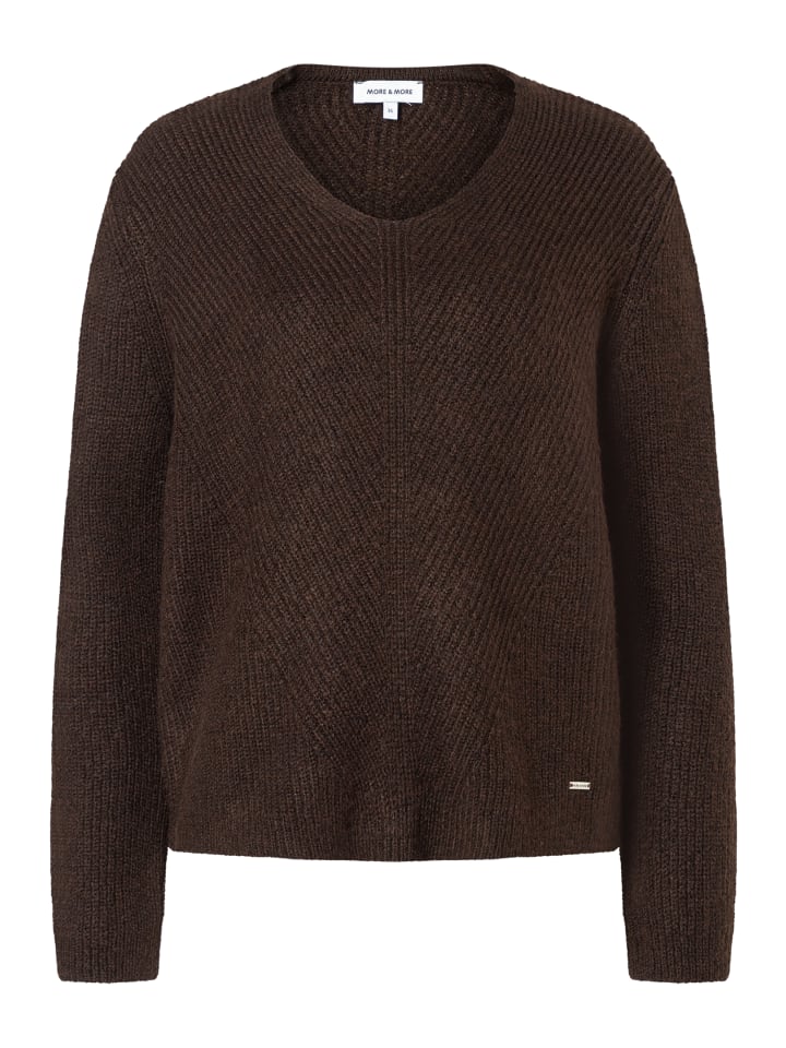 

уютный вязаный свитер в рубчик в цвете эспрессо-коричневого цвета More & More