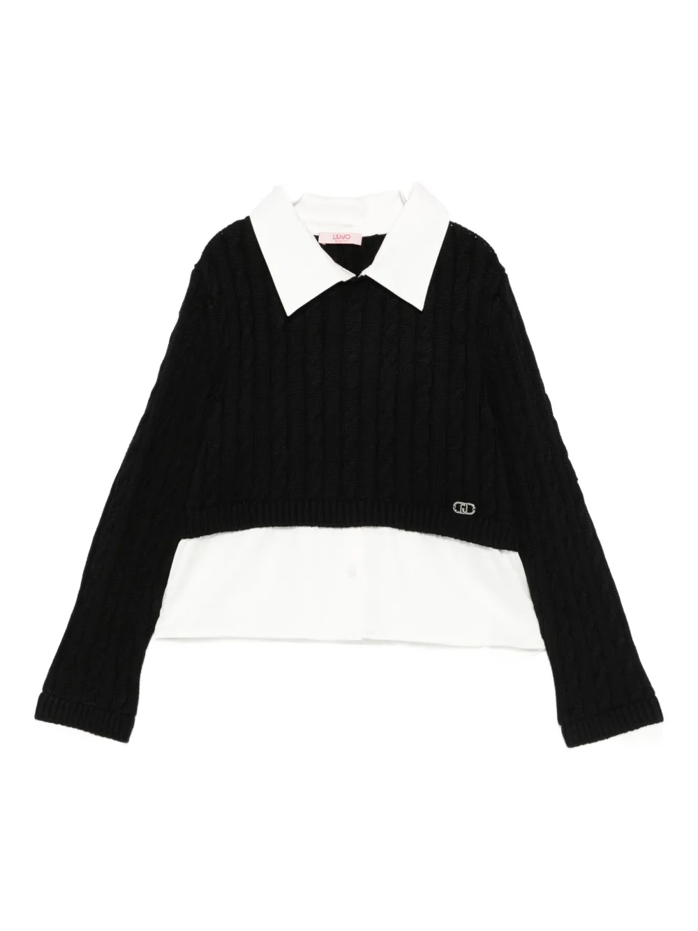

Свитер с логотипом и косой вязкой Liu Jo Kids, черный