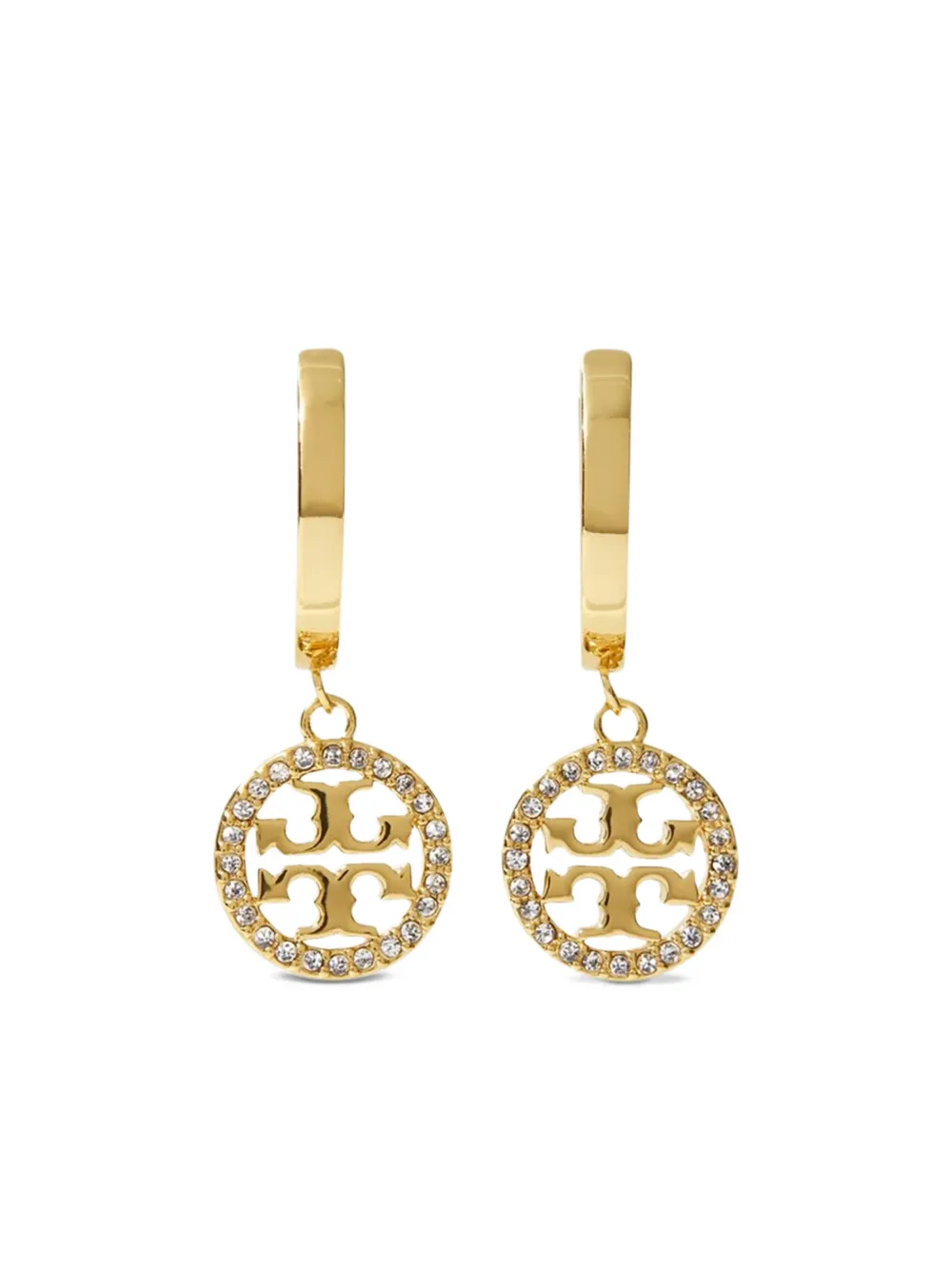 

Серьги-кольца, украшенные кристаллами Tory Burch, золотой
