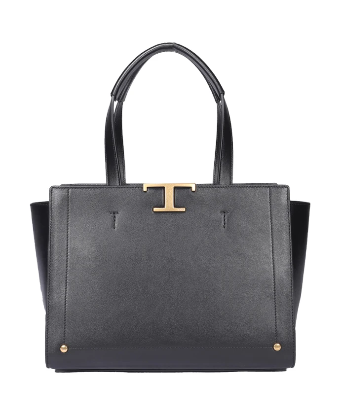 

Кожаная сумка с золотой монограммой Tod'S, черный