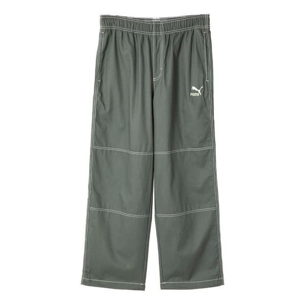 

Брюки swxp d woven pants with logo 'olive green' Puma, зеленый