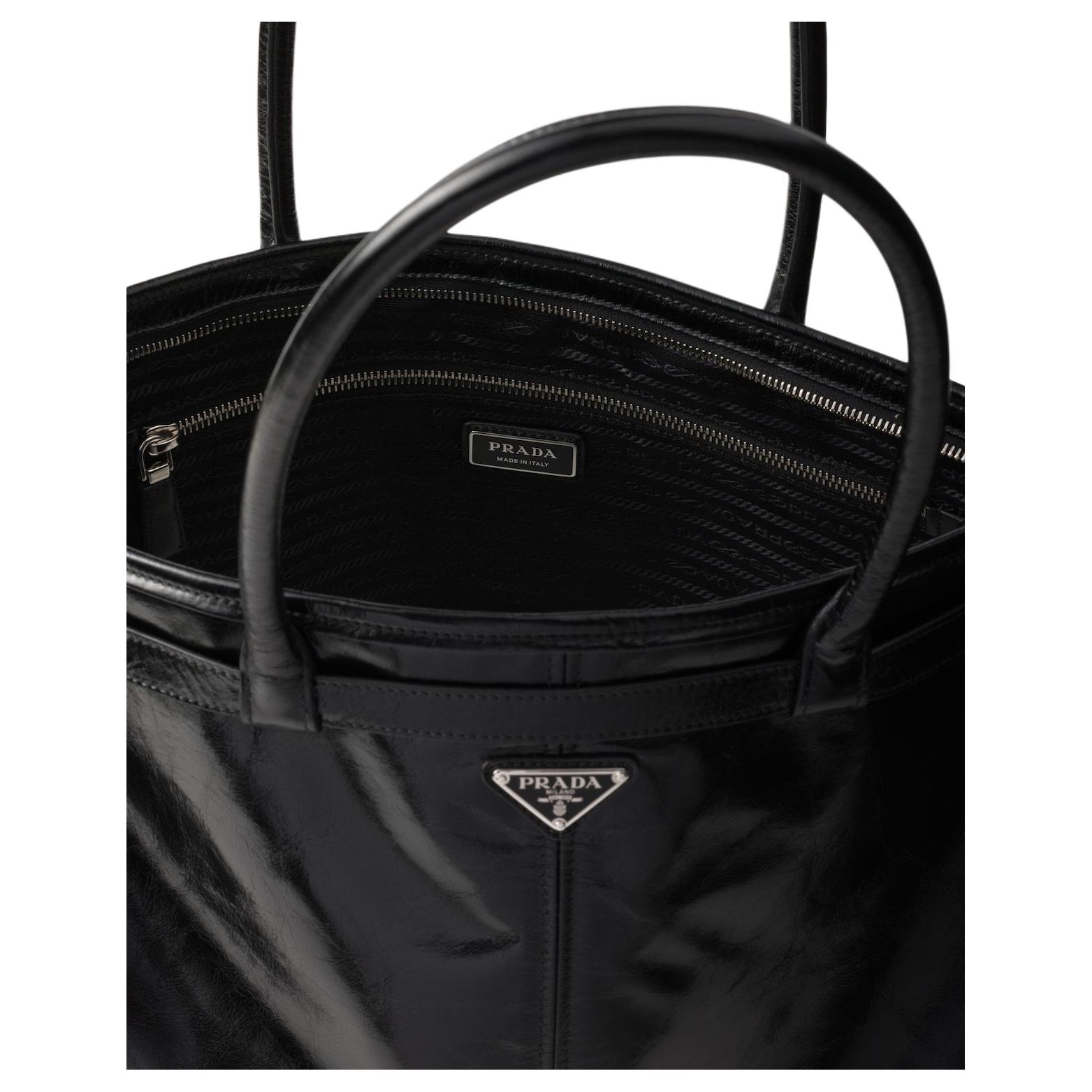 PRADA Сумка-шоппер Bonnie Leather, мужская сумка через плечо, черная — фото 4