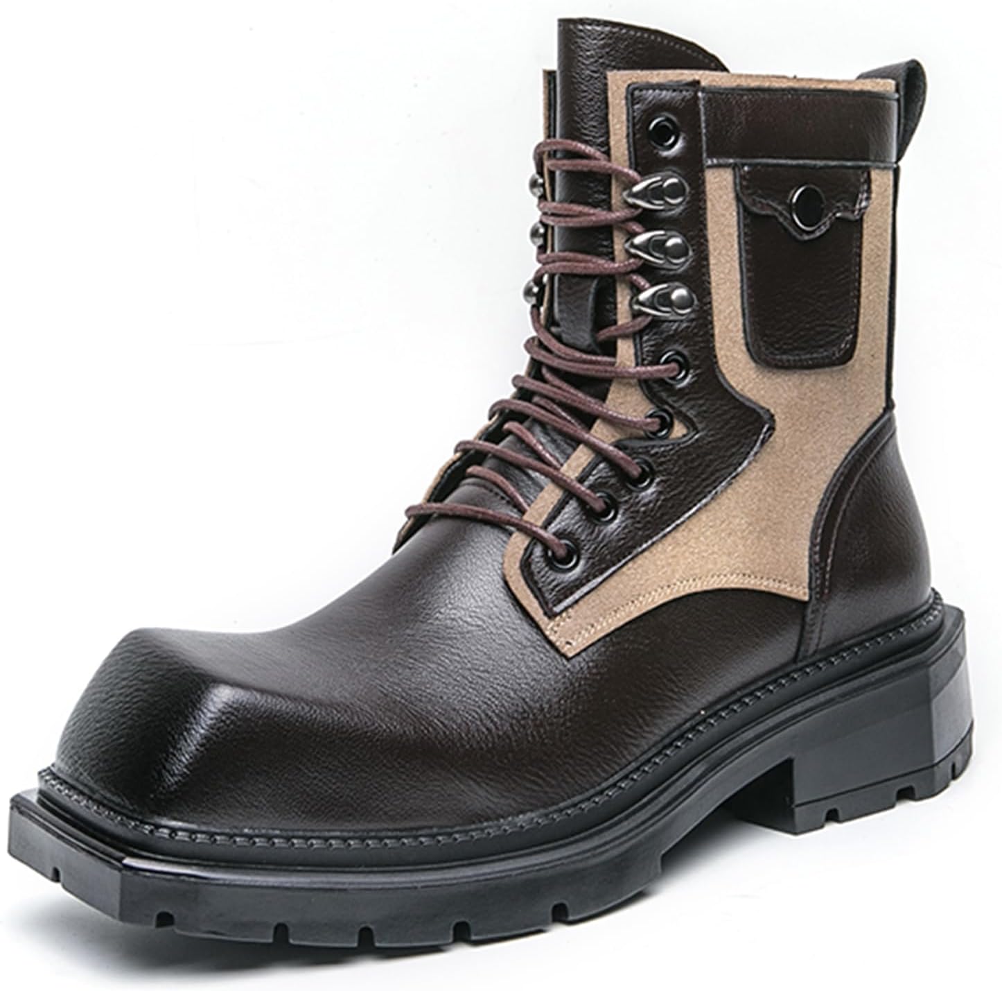 

Мужские военные ботинки, винтажные кожаные ботинки Чукка, платформа на шнуровке с квадратным носком для вечеринки, мотоциклетные короткие ботинки Dacnakby, коричневый