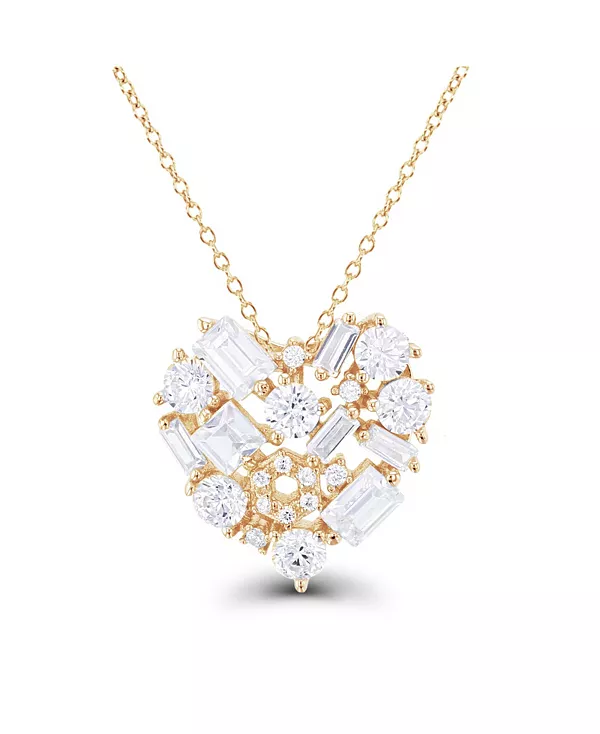 

Ожерелье с подвеской в форме сердца из кубических цирконий, 18 дюймов, из стерлингового серебра (также из 14-каратного золота поверх серебра или 14-каратного розового золота поверх серебра) Macy'S, yellow