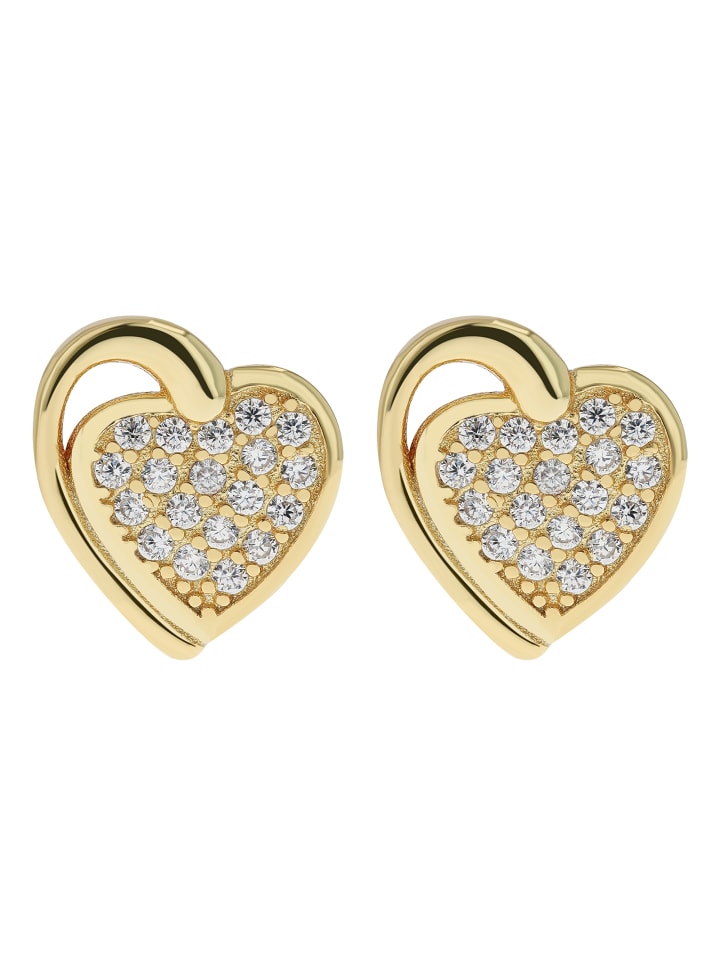 

Adeliás Женский кулон - кулон в форме сердца из серебра 925 пробы с кубическим цирконием в золотой оправе