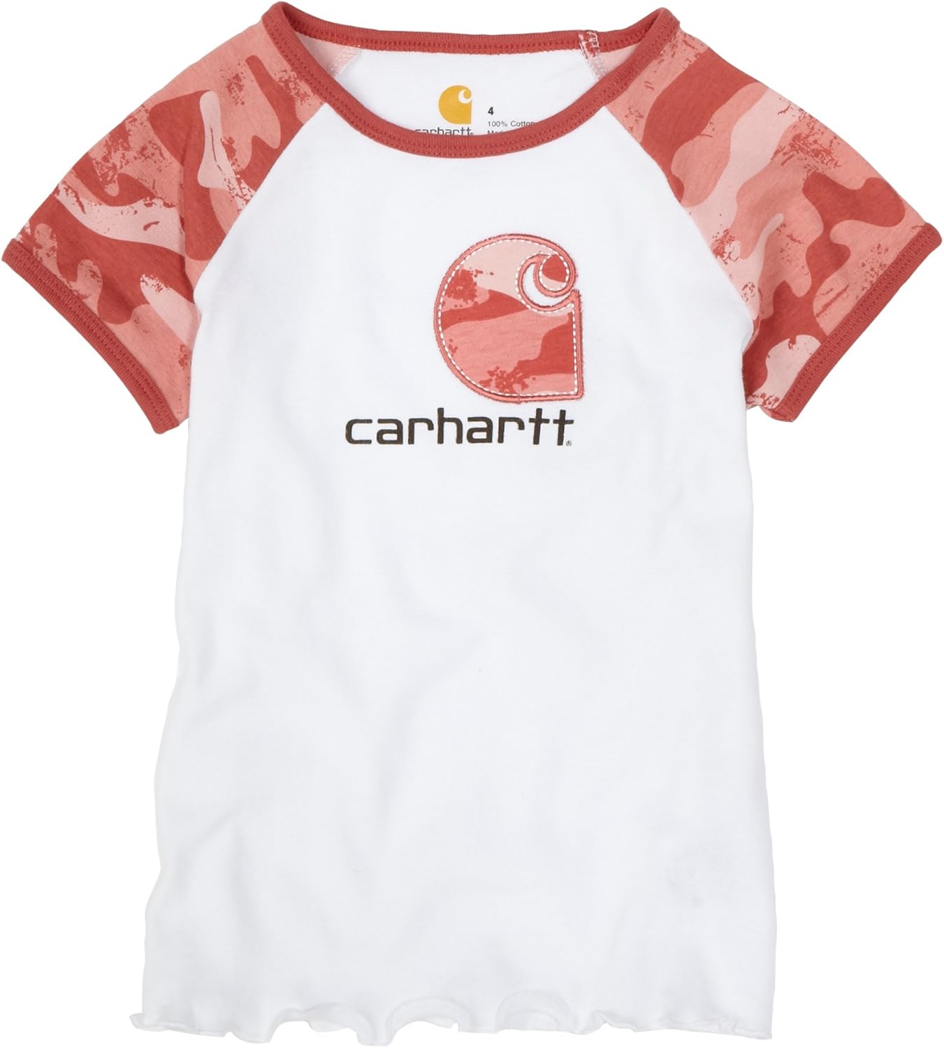 

Футболка Carhartt для девочек с камуфляжным принтом реглан, White/Camo, Белый, Футболка Carhartt для девочек с камуфляжным принтом реглан, White/Camo