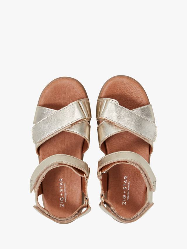 Детские сандалии Rae Leather с перекрестными ремешками Zig+Star, Gold — фото 3