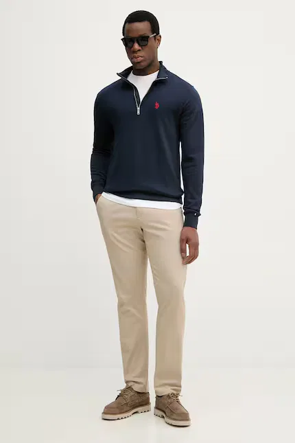 Худи U.S. Polo Assn. DHM LB 1/4 ZIP, синий — фото 2
