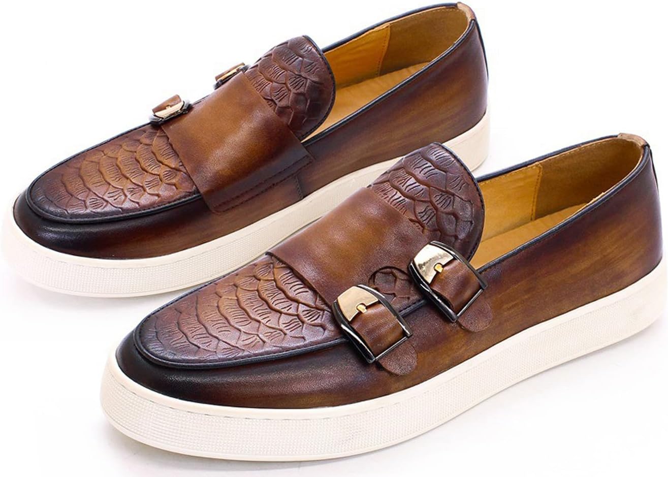 

Мужские слипоны Santimon, повседневные туфли-лоаферы из натуральной кожи с двумя пряжками, пенни-лоаферы, подходят для выпускного, свадьбы, делового и официального костюма, удобные модные туфли под смокинг для мужчин, коричневый