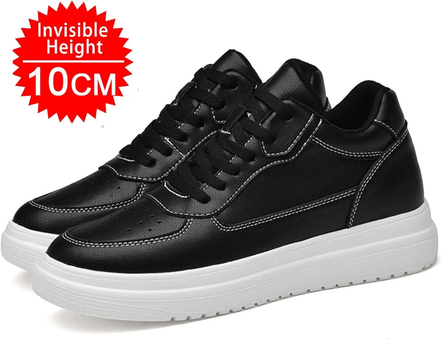 Кроссовки Generisch Schuhe mit Erhöhungen für Herren, 6/8/10 cm, Unisex, höhenverstellbar, lässige Schuhe mit Erhöhungen, rutschfeste, atmungsaktive Turnschuhe mit Erhöhungen, Schnürschuhe, Schwarz — фото 4