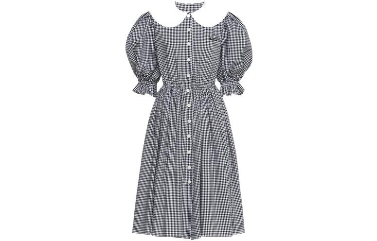 

Платье с короткими рукавами женское серое Miu Miu