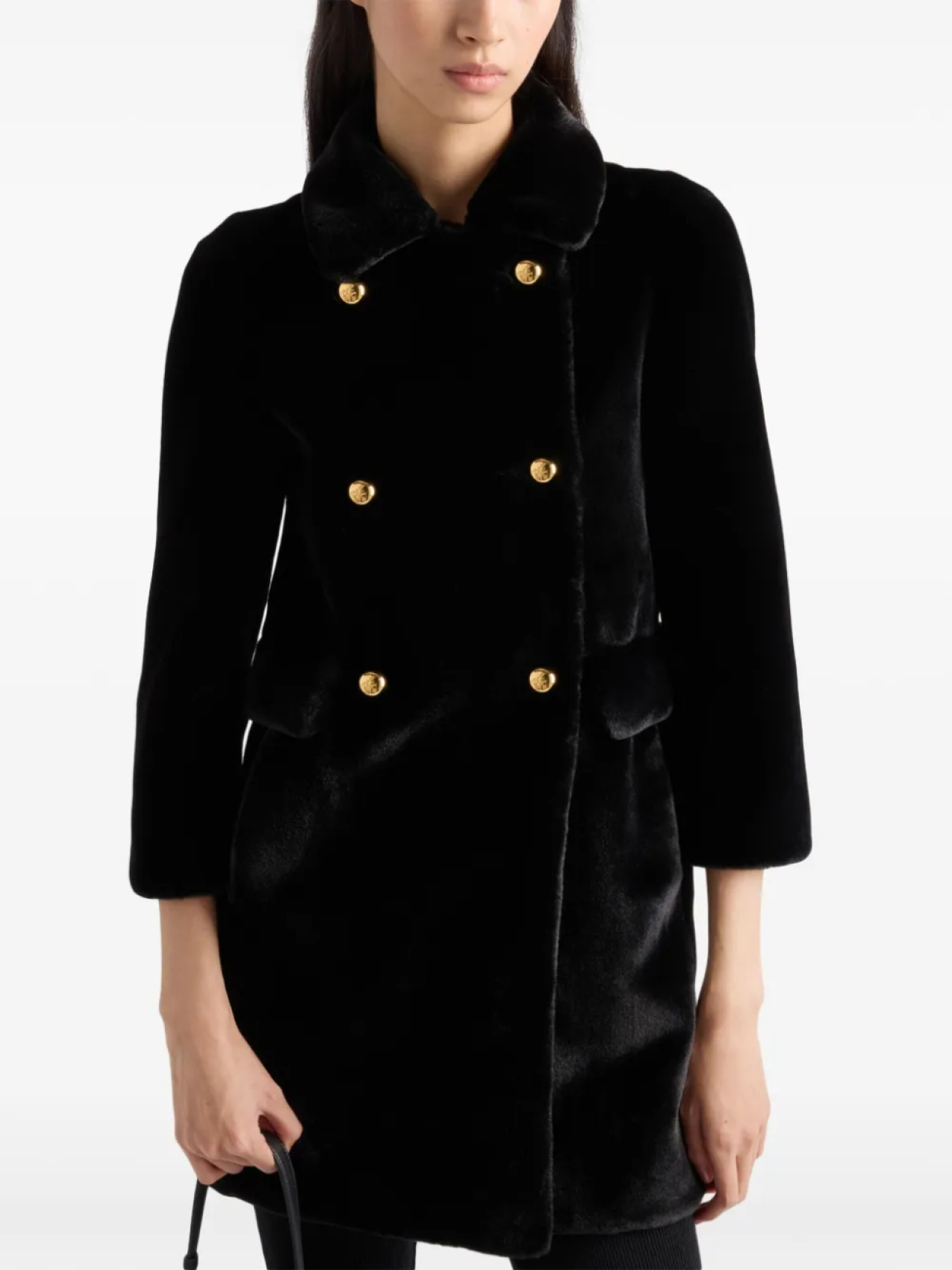Пальто Prada Aspen двубортное, черный