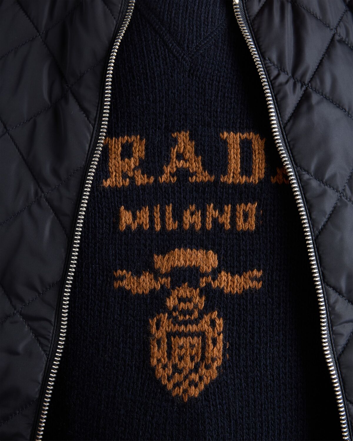 Джемпер с круглым вырезом из шерсти и кашемира Prada, синий — фото 3