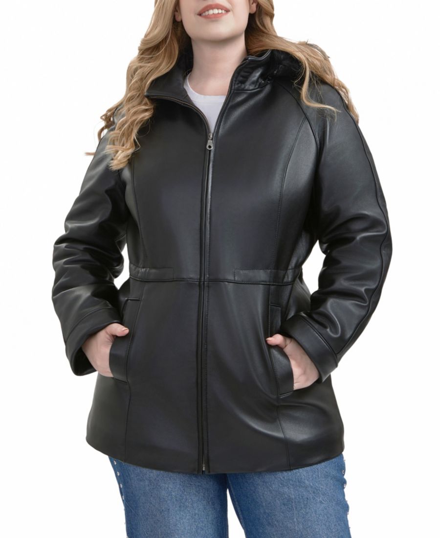 

Куртка-парка Uzima из кожи с капюшоном больших размеров BGSD, Black