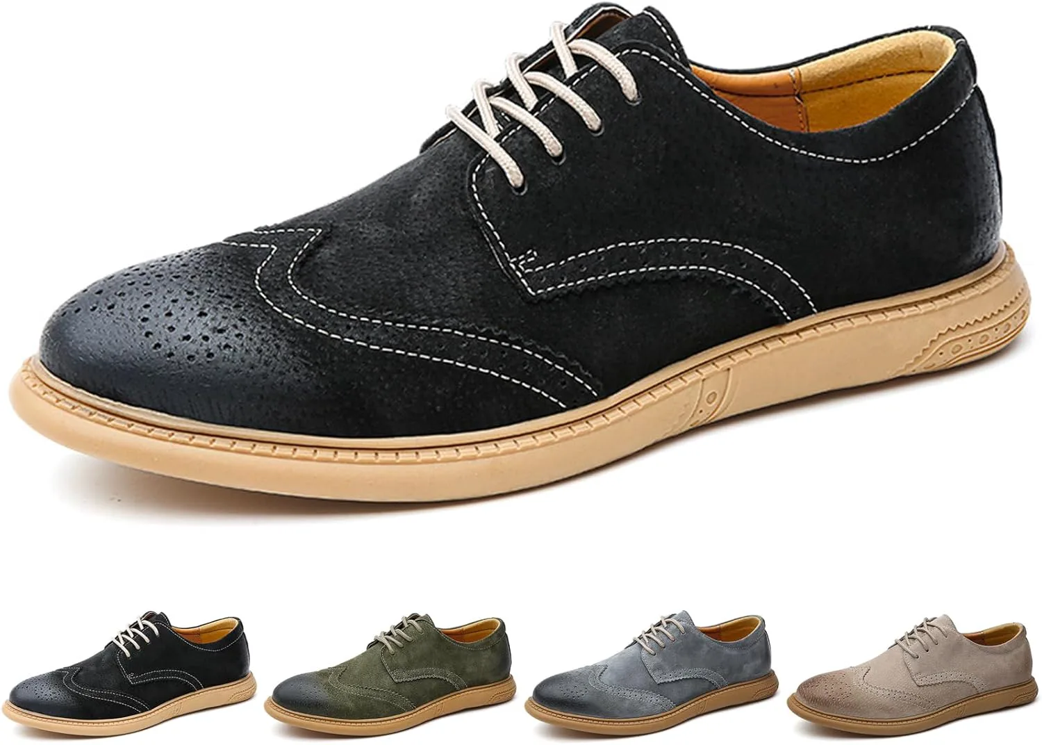 

Мужские оксфорды с крыльями Brogue из замшевой кожи, модные туфли с резным рисунком, округлый носок, шнуровка, низкие деловые и повседневные туфли Derby GLBDU, черный