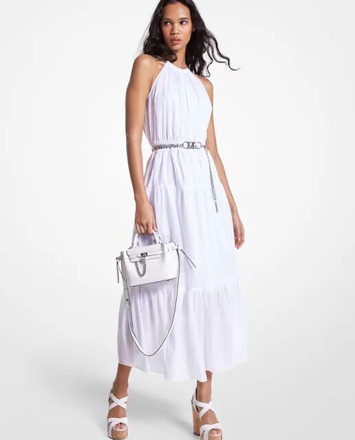 

Длинное хлопковое платье с воротником-хомутом Michael Michael Kors, белый