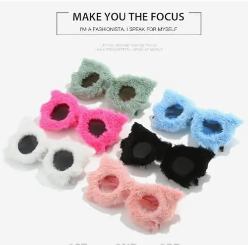 

Плюшевые солнцезащитные очки «Кошачий глаз» для женщин, винтажные, большие, декоративные, зимние, термоизолирующие, с защитой от УФ-излучения UV400 MTZJH, White