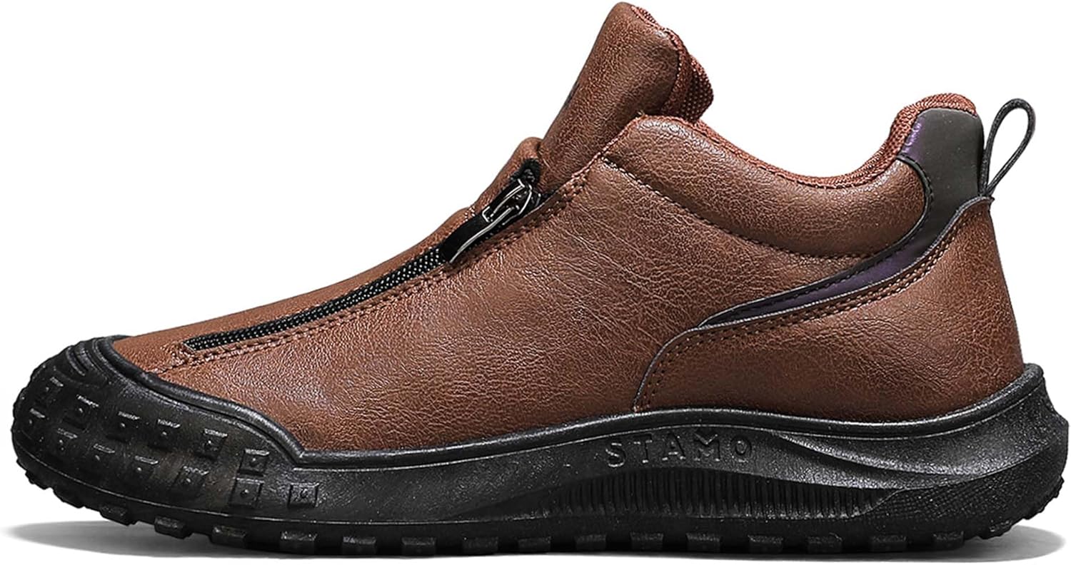 

Модные кроссовки с молнией посередине, подошва в виде шины, ретро и простые классические повседневные мужские туфли Generic, коричневый