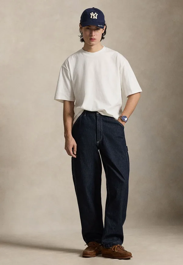 Футболка свободного кроя из замшевого трикотажа, базовая футболка Polo Ralph Lauren, White — фото 2