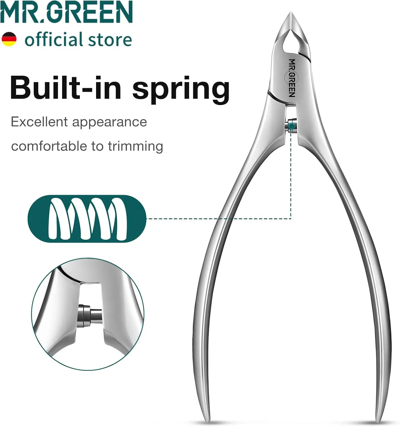 Кусачки для кутикулы MR.GREEN с интегрированной пружиной Mr.Green, Cuticle Nipper + Manicure Pusher — фото 3