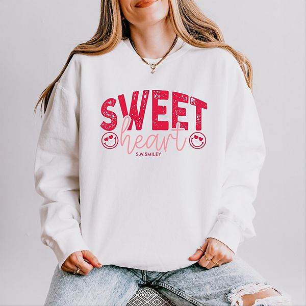 

SWSmiley sweet heart distressed - женский легкий свитшот с эффектом поношенности Simply Sage Market, White, Белый, SWSmiley sweet heart distressed - женский легкий свитшот с эффектом поношенности Simply Sage Market, White