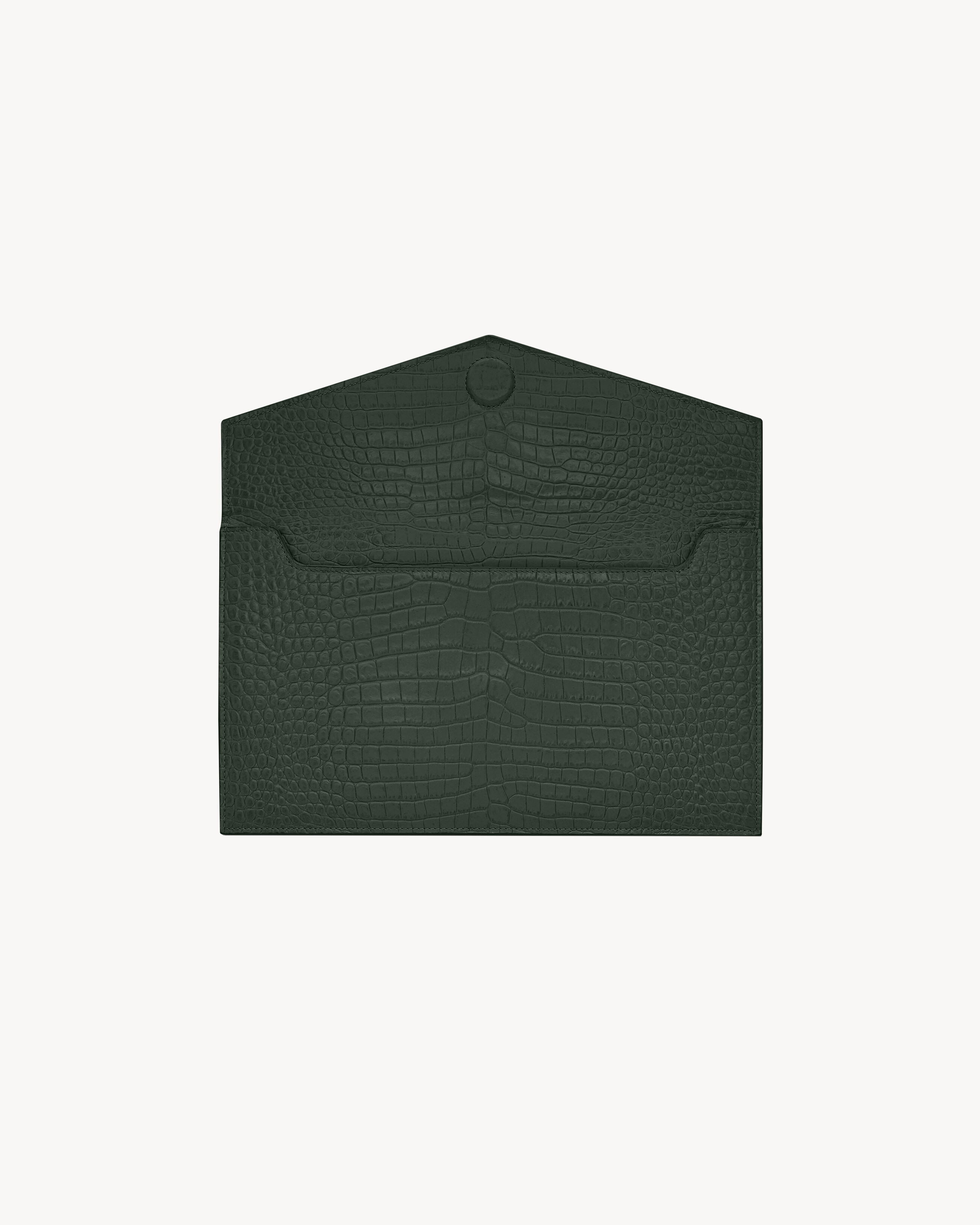 Сумка-клатч UPTOWN из лакированной кожи с тиснением под крокодила SAINT LAURENT, зеленый — фото 4