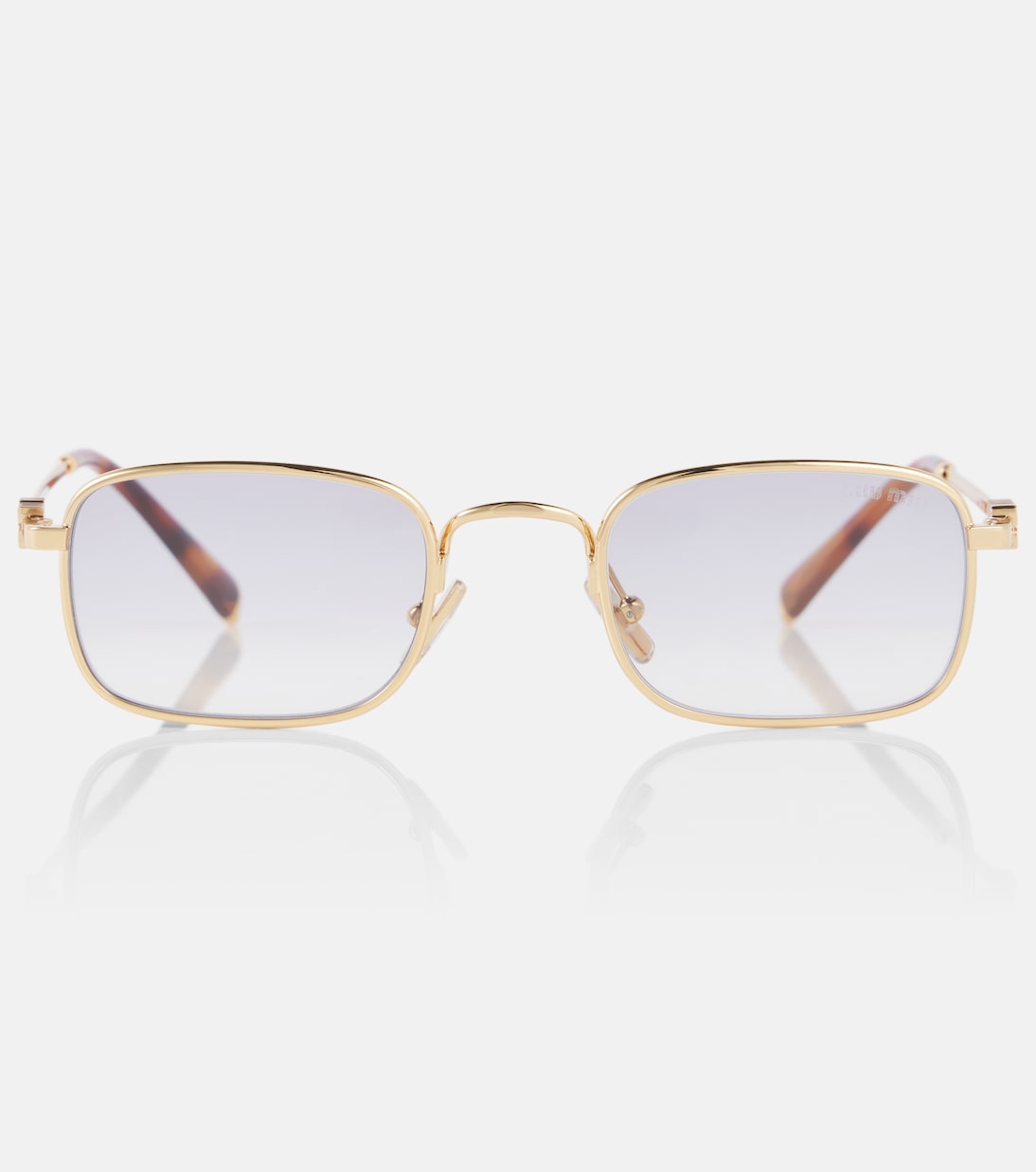 

Прямоугольные солнцезащитные очки с логотипом Miu Miu, Gold/Grey