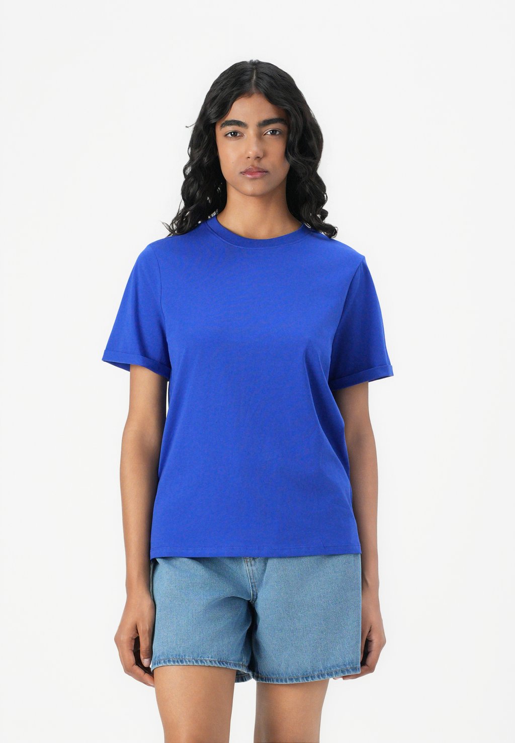 

Базовая футболка PCRIA FOLD UP SOLID TEE Pieces, цвет Bluing
