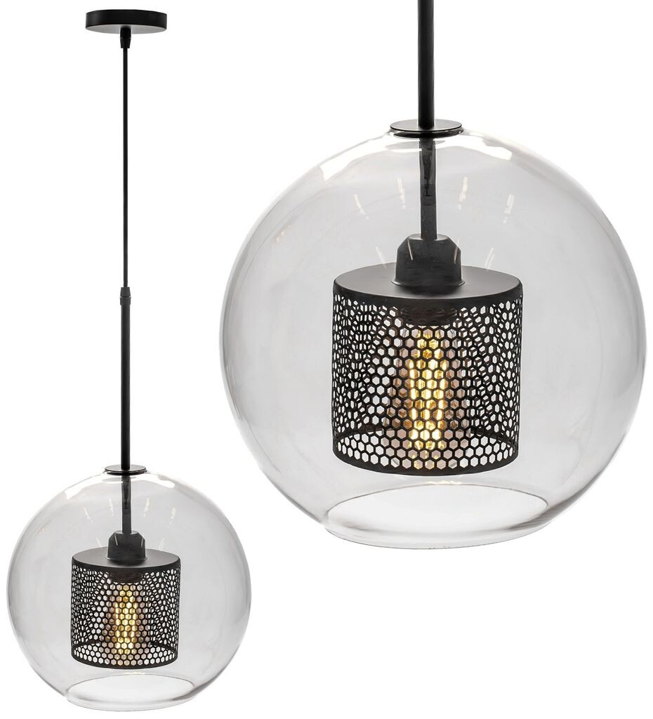 

Подвесной светильник Toollight App558-1Cp Loft Glass, черный, круглый, 1 источник света E27, 25X25X60-120 см, регулируемый Toolight