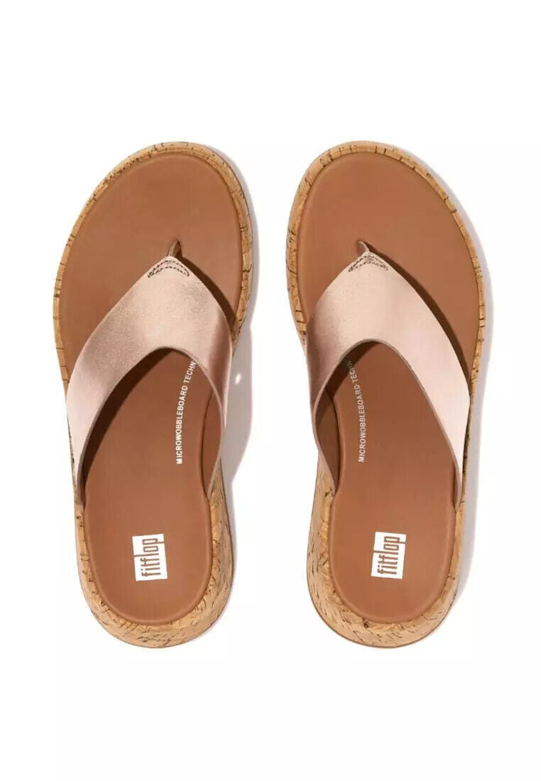 FitFlop F-Mode FT7-323 сандалии на платформе для женщин розовое золото пробка ремешок между пальцами — фото 4