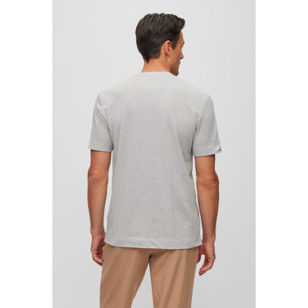 

Футболка из хлопка и кашемира с мерсеризованной отделкой BOSS, серебро