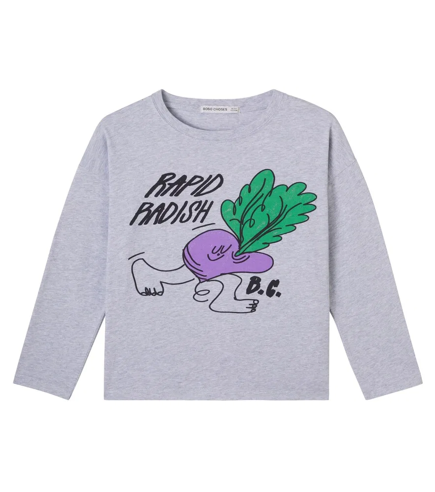 Хлопковая трикотажная футболка Rapid Radish Bobo Choses, серый