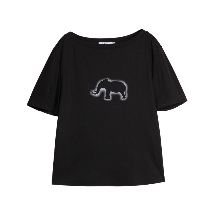 

Футболка женская с лодочкой тонкая прямая посадка ELLE, черный