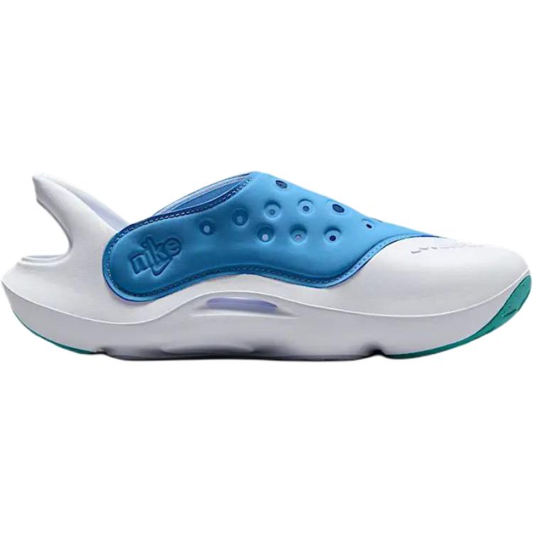 Детские сандалии Aqua Swoosh с нескользящей подошвой, устойчивые к истиранию и низким верхом для подростков Nike, белый/синий — фото 2
