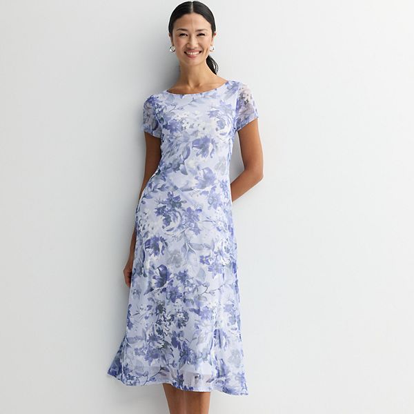 

Женское платье миди с принтом и сетчатыми вставками Connected Apparel