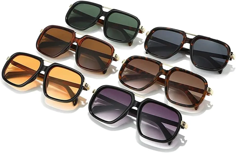 

Солнцезащитные очки с двойной перемычкой для мужчин и женщин, оправа UV400, градиентные линзы, для вождения и повседневной носки UYPTK, Black Green Leopard