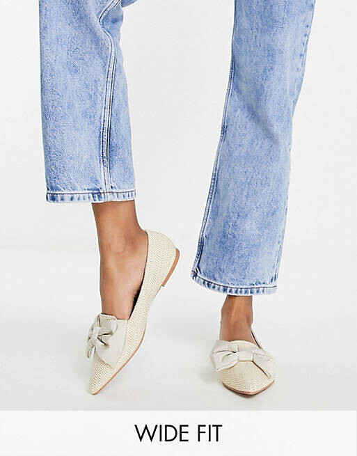 Балетки из натуральной рафии ASOS DESIGN Wide Fit Lake с заостренным бантом — фото 2