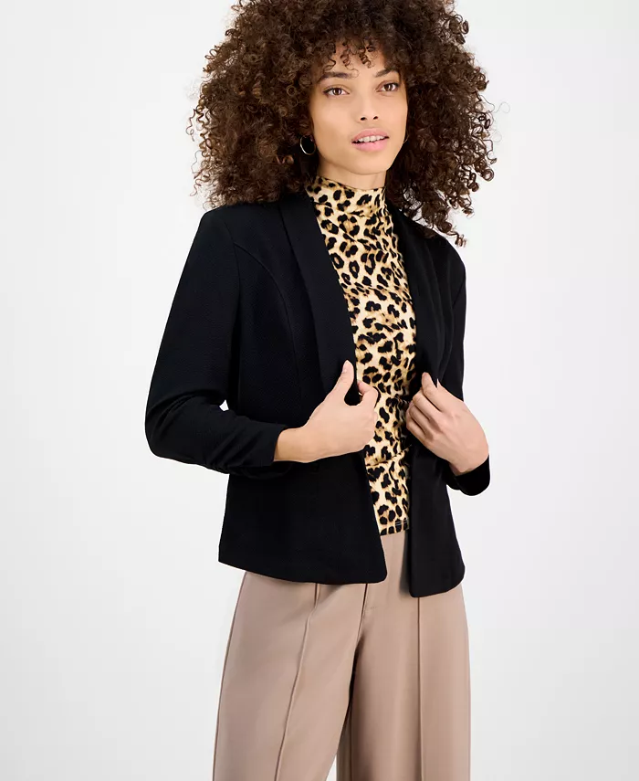 

Пиджак с шалью и укороченными рукавами Petite 3/4-Sleeve Shawl-Collar Blazer Bar III, черный
