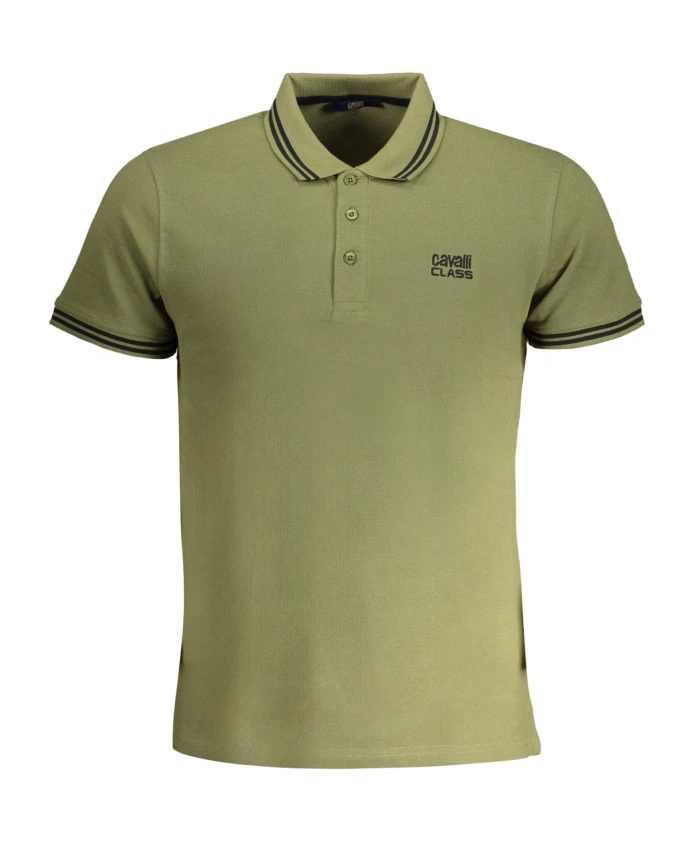 

Зеленая рубашка-поло с короткими рукавами и вышивкой. Cavalli Class, зеленый
