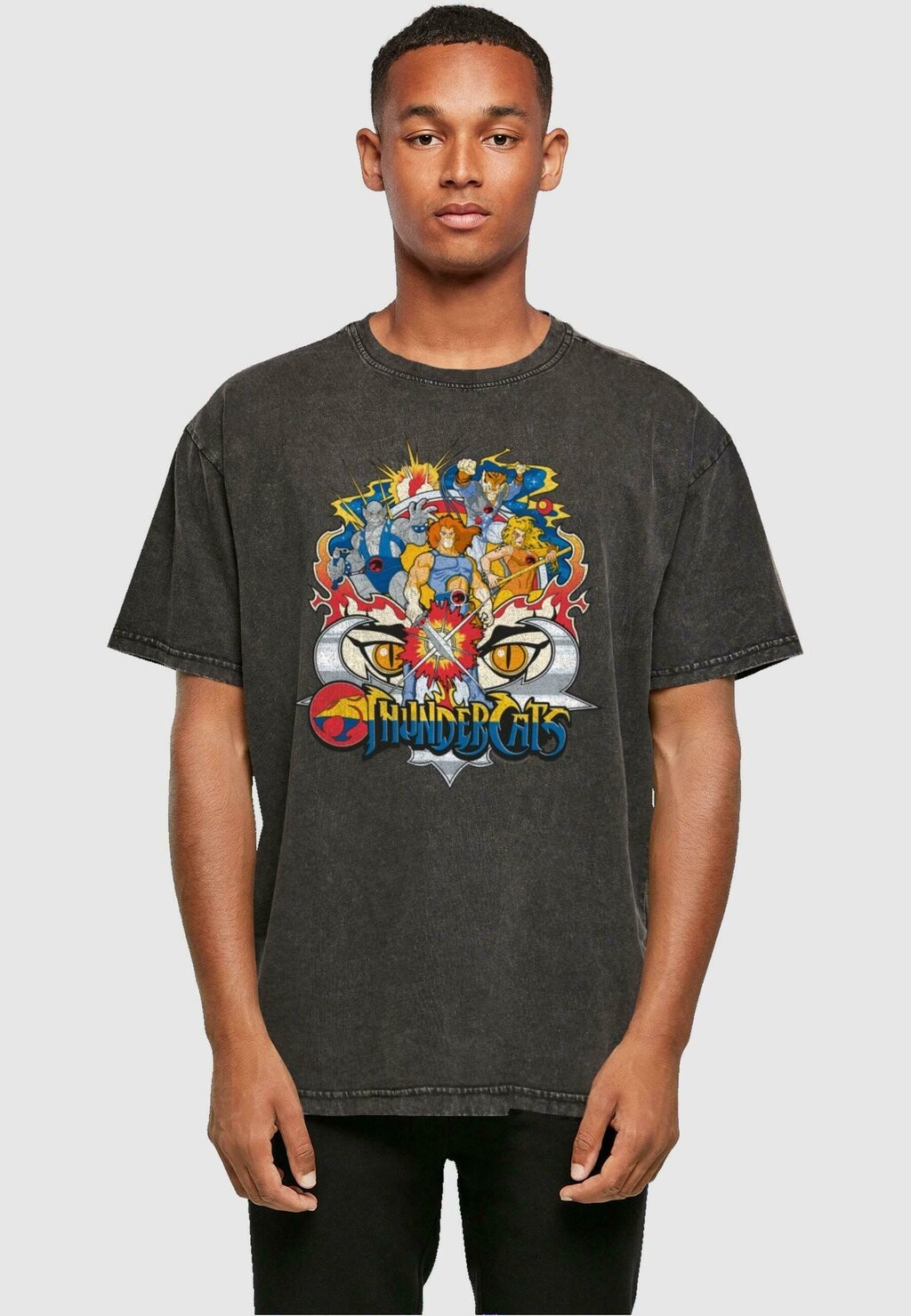 

Футболка с принтом MÄNNER THUNDERCATS-GROUP SHOT ACID WASHED OVERSI ABSOLUTE CULT, черный