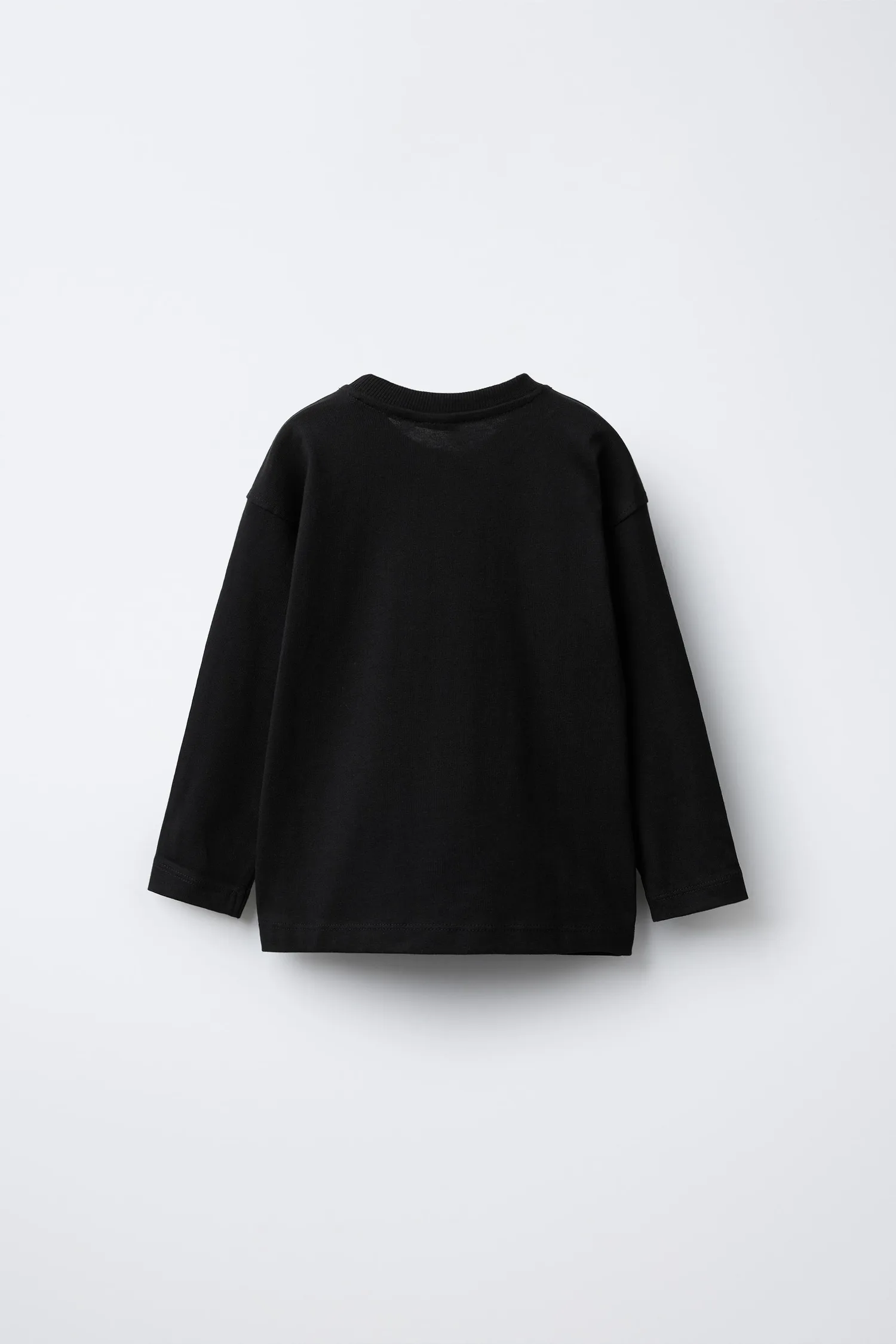 Однотонная футболка средней плотности Zara, черный — фото 2