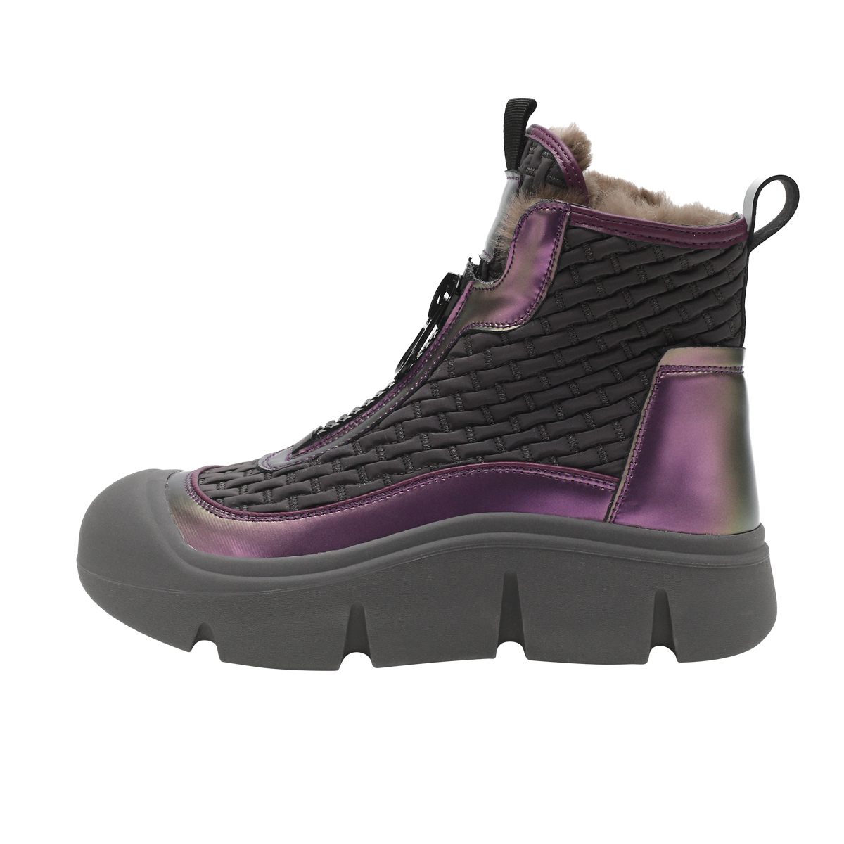 SAFIYA Фиолетовые и темно-серые короткие полусапожки женские, цвет Purple/Dark Gray
