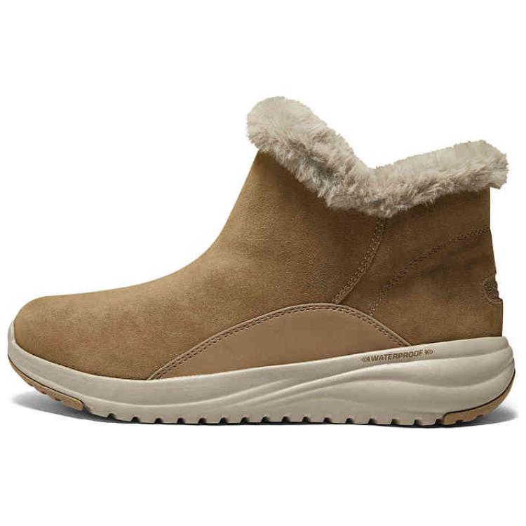Зимние ботинки женские Skechers короткие замшевые, светло-коричневый