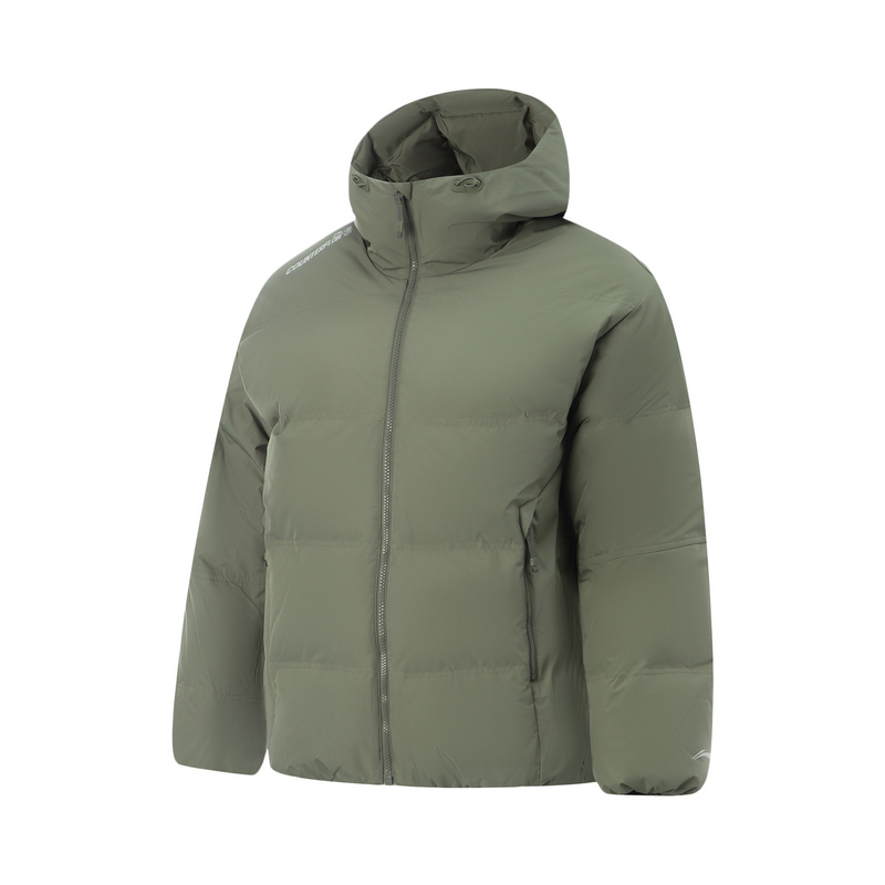 

LINING Унисекс серая пуховая куртка с контрастной строчкой, Gray Army Green