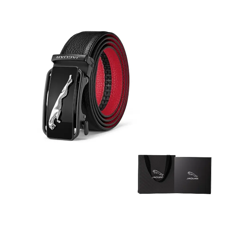 

JAGUAR Мужской кожаный ремень из коровьей кожи черный шириной 3.5 см, Black